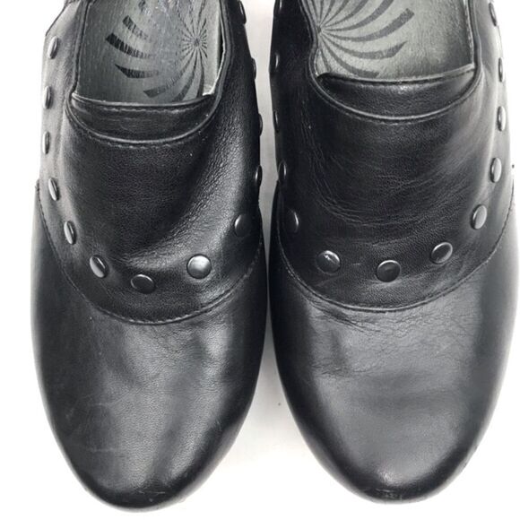 Dansko RYDER Black Leather Studded Heeled Platform Clogs - Picture 6 of 16